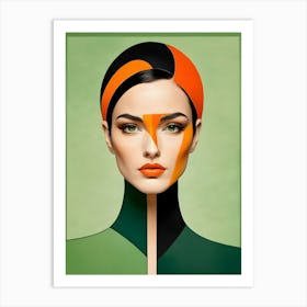 Geometric Woman Portrait Pop Art (23) Art Print