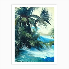 Rushing Water In Deep Blue Sea Water Waterscape Vintage Illustration 1 Art Print