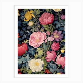 Flowers On Black Art Print