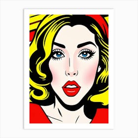 Pixelated Perfection: A Woman’s Essence in Dots and Hues Pop Art Art Print