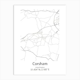 Corsham,United Kingdom Minimalist Map Art Print