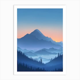 Misty Mountains Vertical Composition In Blue Tone 21 Art Print