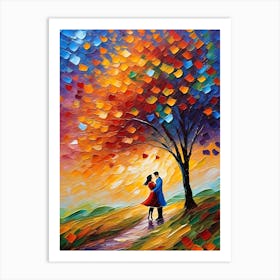 Couple Kissing Under A Tree Art Print