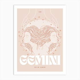 Beige Zodiac Gemini Art Print