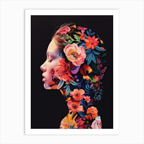 Floral Portrait Of A Woman Art Print