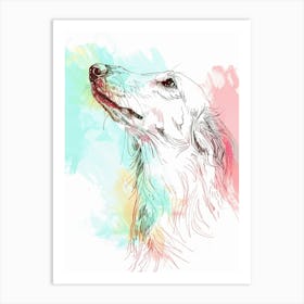 Pastel Saluki Dog Pastel Illustration 1 Art Print