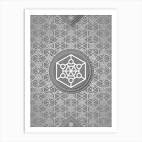 Geometric Glyph Sigil with Hex Array Pattern in Gray n.0128 Art Print