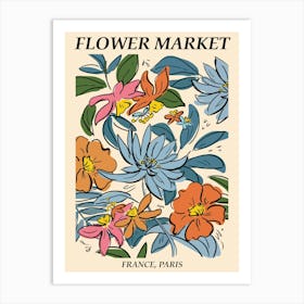 Flower market Paris, Abstract flowers, Floral retro print Art Print