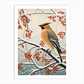 Winter Bird Painting Cedar Waxwing 3 Art Print