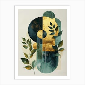 gold and green leaves Art Print