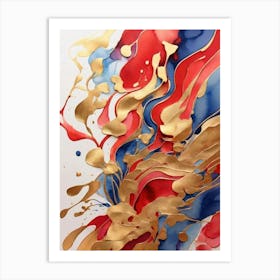 Red Golden And Blue Art Print