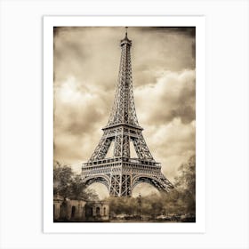 Eiffel Tower Paris Pencil Drawing Sketch 3 Art Print