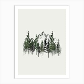 Pine Trees In The Mountains Art Print