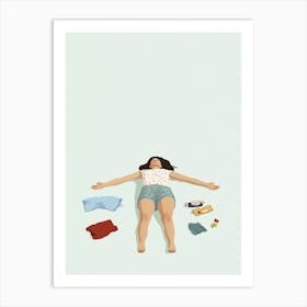 Woman Laying On The Floor Art Print