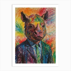 Rhino In Business Suit Art Print