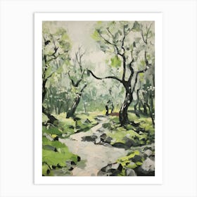 Grenn And White Trees In The Woods Painting 8 Art Print