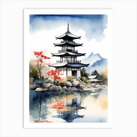 Japanese Landscape Watercolor Painting (53) 1 Art Print