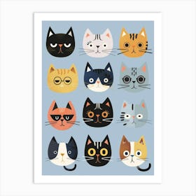 Cat Faces Art Print