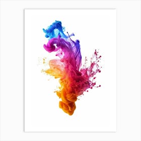 Colorful Ink Splash On White Background Art Print