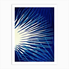 Blue electric cyanotype palm leaves Art Print