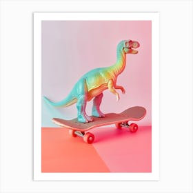 Pastel Toy Dinosaur On A Skateboard 2 Art Print