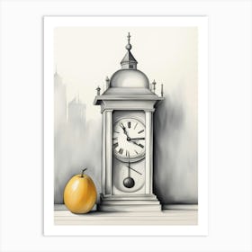 Clock And Apple 1 Art Print