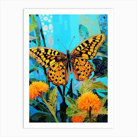 Pop Art Pearl Bordered Fritillary Butterfly 4 Art Print