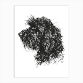 Black Russian Terrier Dog Line Sketch 2 Art Print