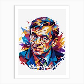 Stephen Hawking 02 Portrait WPAP Pop Art Art Print