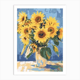 Sunflowers Flowers On A Table   Contemporary Illustration 1 Art Print