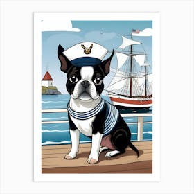 Boston Terrier Sailor-Reimagined 8 Art Print