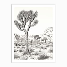  Detailed Drawing Of A Joshua Trees In Mojave Desert 1 Art Print