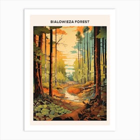 Bialowieza Forest Midcentury Travel Poster Art Print