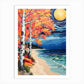 Birch Trees On The Beach Art Print