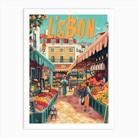 Aihrgdesign A 1970s Inspired Travel Poster For Lisbon 3 Art Print