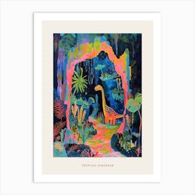 Colourful Dinosaur Tropical Cave Painting Poster Art Print