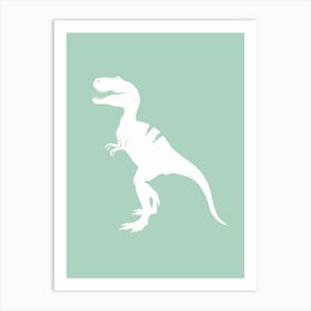 Mint Dinosaur Silhouette 2 Art Print