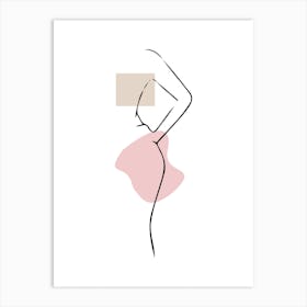 Illustration Of A Woman'S Body - Line Art Art Print