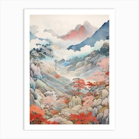 Shosenkyo Gorge In Yamanashi, Ukiyo E Drawing 1 Art Print