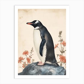 Adlie Penguin Carcass Island Vintage Botanical Painting 3 Art Print