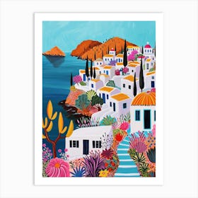 Kitsch Colourful Mykonos 3 Art Print