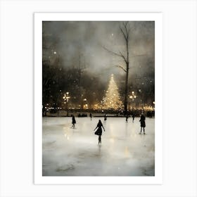 Ice Skating In The Park Art Print