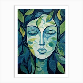 Woman With Leaves On Her Face 3 Art Print