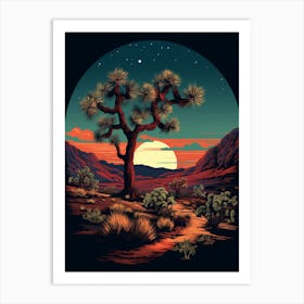  Retro Illustration Of A Joshua Tree At Night In Grand 3 Art Print