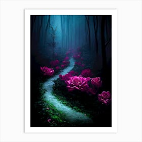 Roses In The magical Forest Art Print