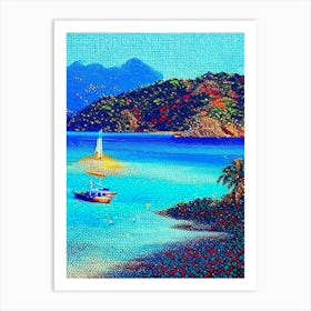 Koh Samui Thailand Pointillism Style Tropical Destination Art Print