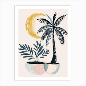 Palm Tree And Moon Art Print