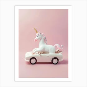 Toy Pastel Unicorn In A Toy Car 3 Art Print
