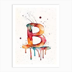 B  Letter, Alphabet Minimalist Watercolour 2 Art Print