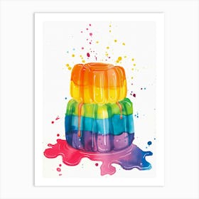 Rainbow Jelly Watercolour Inspired Painting 2 Art Print